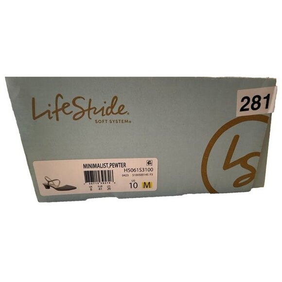 Life Stride Woman 10M Minimalist Pewter Silver Shimmer Kitten Heel Pointed Toe - Picture 5 of 9